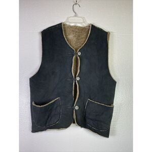 The Limited Collection Suede Leather Vest Womens M Black Shepra Lining USA